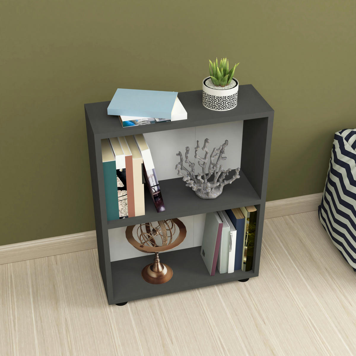 BÜCHERREGAL Vara - Anthrazit, Holzwerkstoff (55/72/20cm) - [en.casa]
