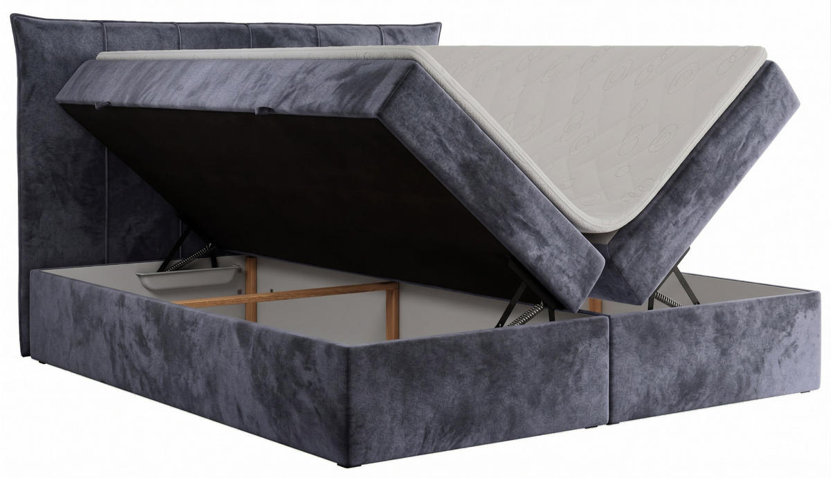 BOXSPRINGBETT PREMIUM 10, 120 x 200 cm, Bettkasten, H4, grau - Grau, Textil (120/200cm) - Labett
