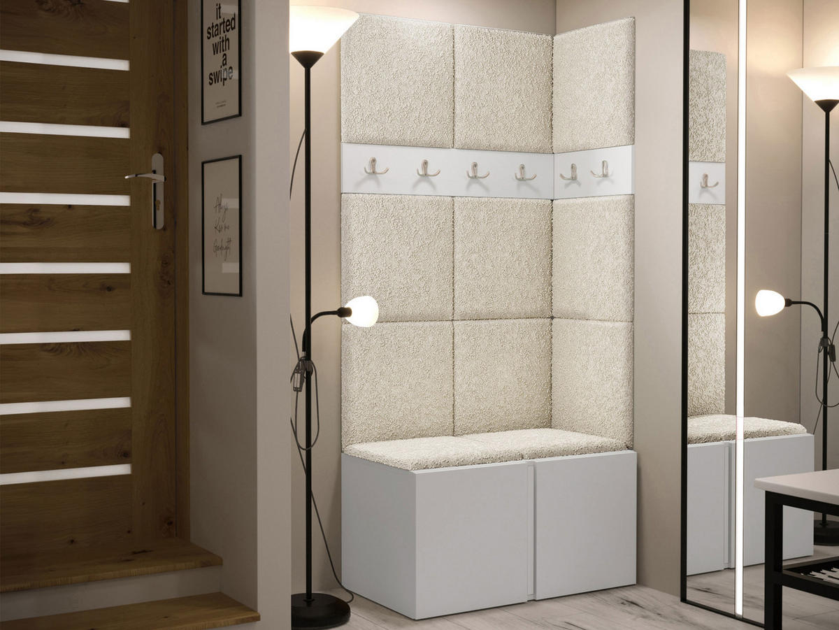 GARDEROBEN-SET Orion I - Creme/Weiß, Holzwerkstoff/Kunststoff (84/186/46cm) - MIRJAN24