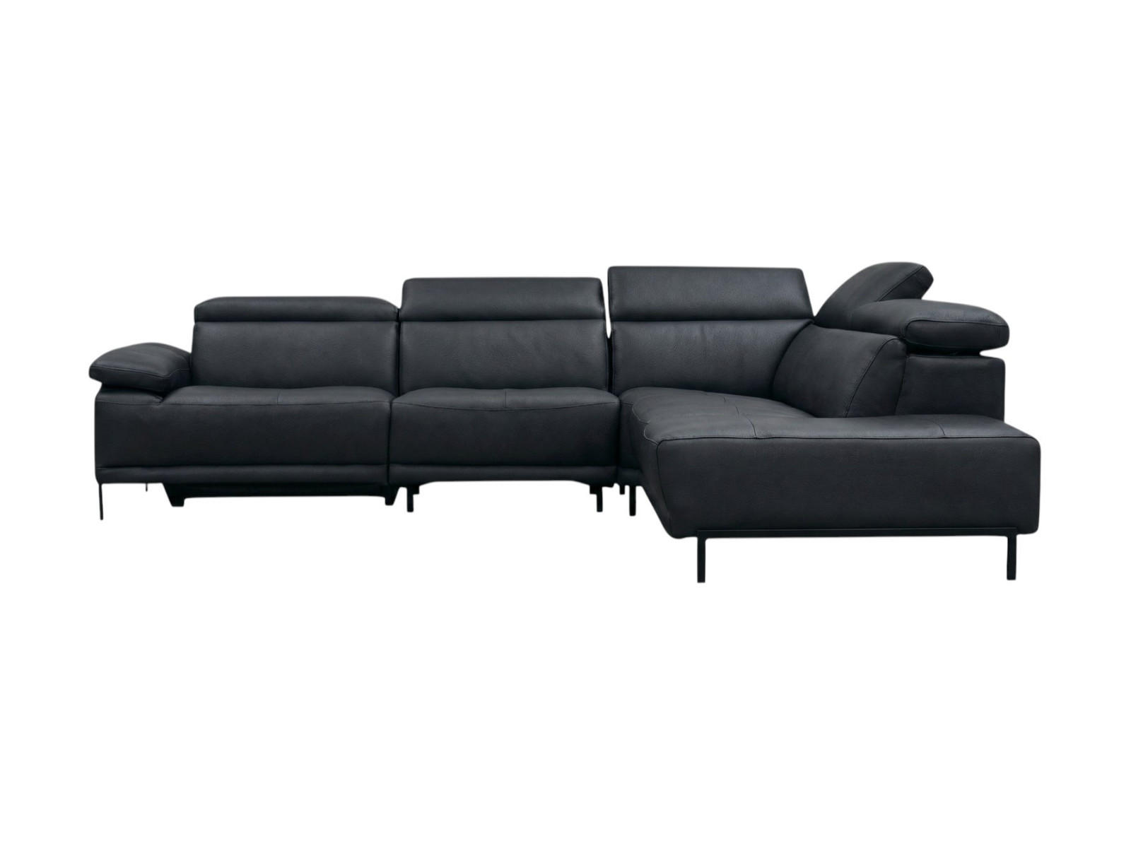 ECKSOFA Linus Echtleder Schwarz - Schwarz, Leder/Metall (262/220cm)