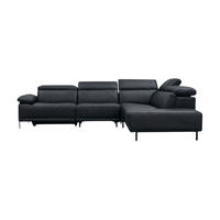 ECKSOFA Linus Echtleder Schwarz - Schwarz, Leder/Metall (262/220cm)