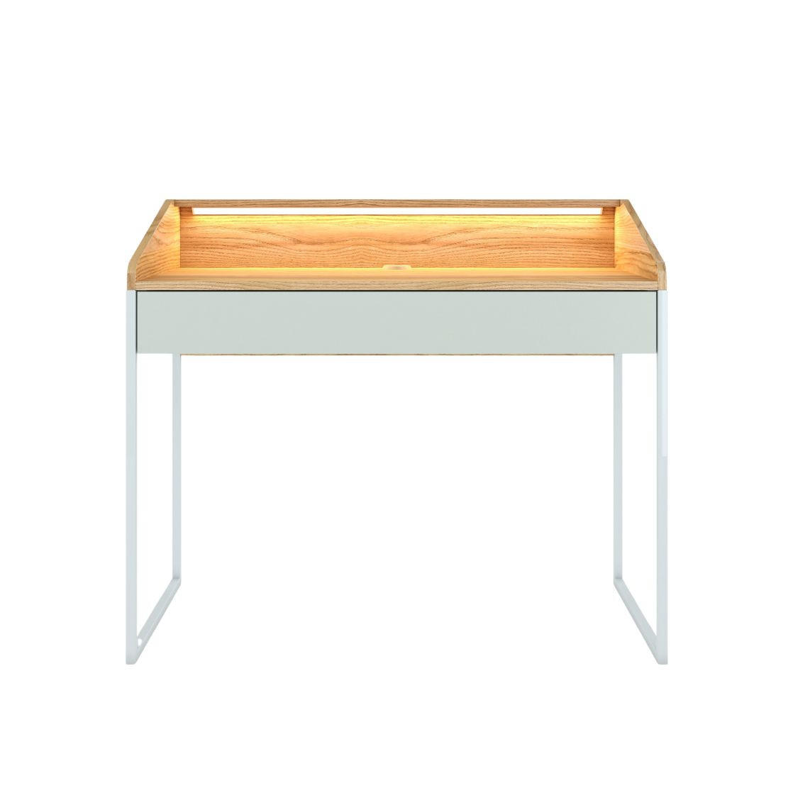 SCHREIBTISCH Finka mit Schublade, Led Beleuchtung, Pastellgrün, Hellgrau und Holz Dekor, 110 cm - Pastellgrün/Hellgrau, Holzwerkstoff/Metall (56/110/94.8cm) - Dancan