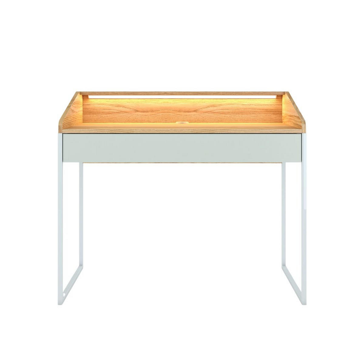 SCHREIBTISCH Finka mit Schublade, Led Beleuchtung, Pastellgrün, Hellgrau und Holz Dekor, 110 cm - Pastellgrün/Hellgrau, Holzwerkstoff/Metall (56/110/94.8cm) - Dancan