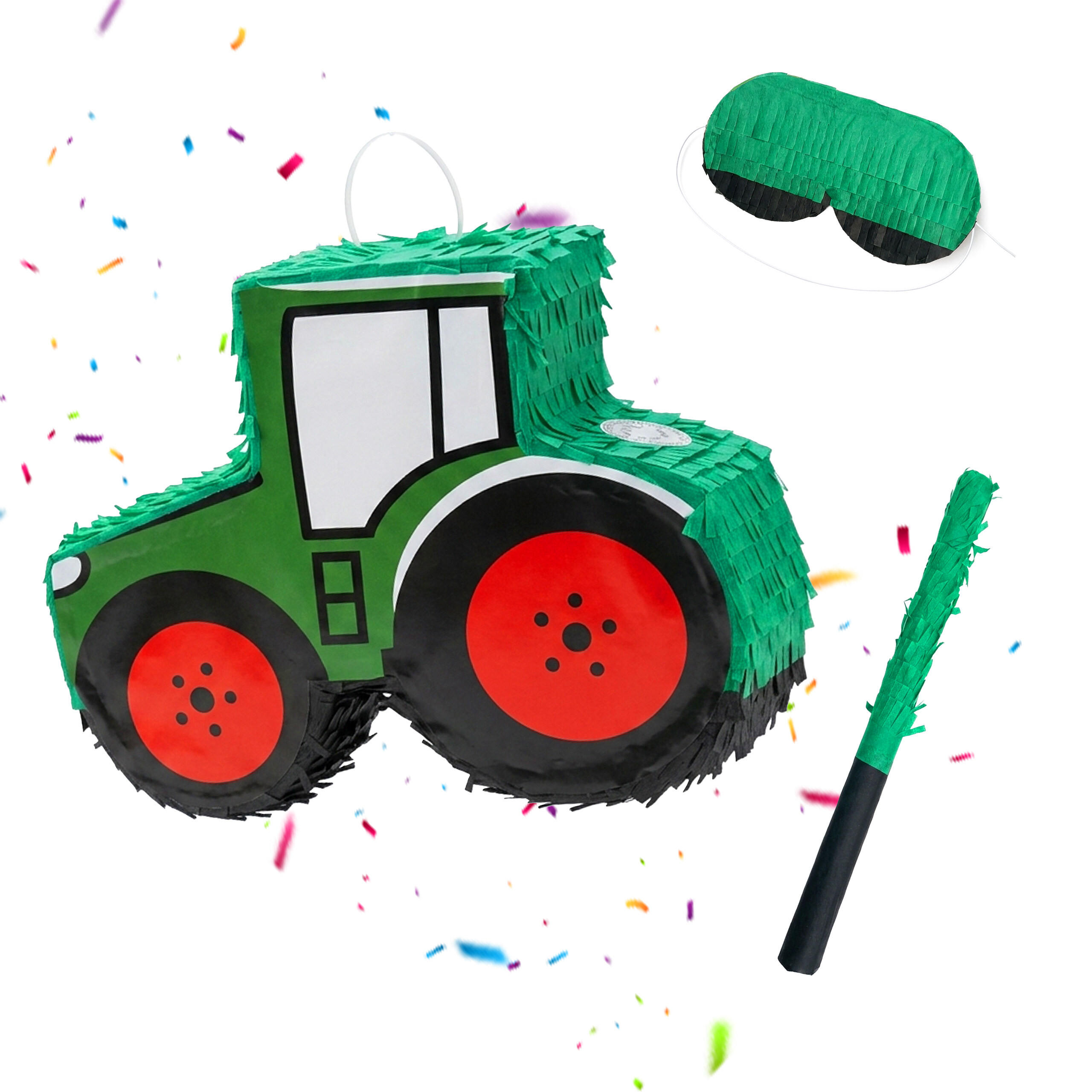 Relaxdays PIŇATA Tmavě-zeleno-červená traktor 3-dílná-sada