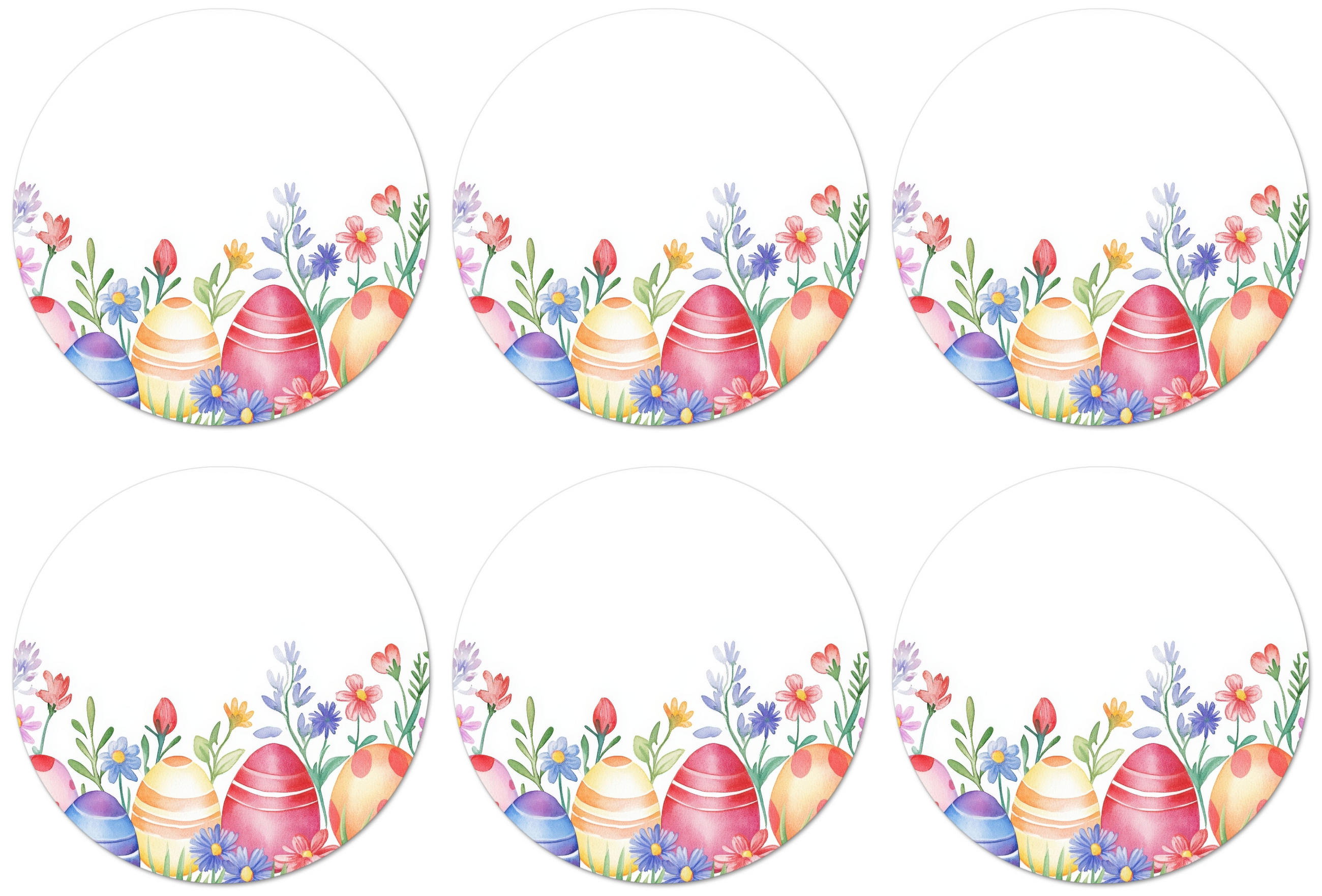 GLASUNTERSETZER Blumengarten - Bunt - Eier Tischset für Gläser 10x10 cm - Weiß, Naturmaterialien (10/0.2cm) - MuchoWow