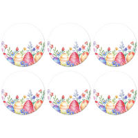 GLASUNTERSETZER Blumengarten - Bunt - Eier Tischset für Gläser 10x10 cm - Weiß, Naturmaterialien (10/0.2cm) - MuchoWow