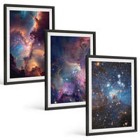 BILDER SET 3er Set - 40x60 cm Schwarzer Rahmen - Kosmische Sternenlandschaften - Schwarz, Kunststoff (40/60cm) - TULUP