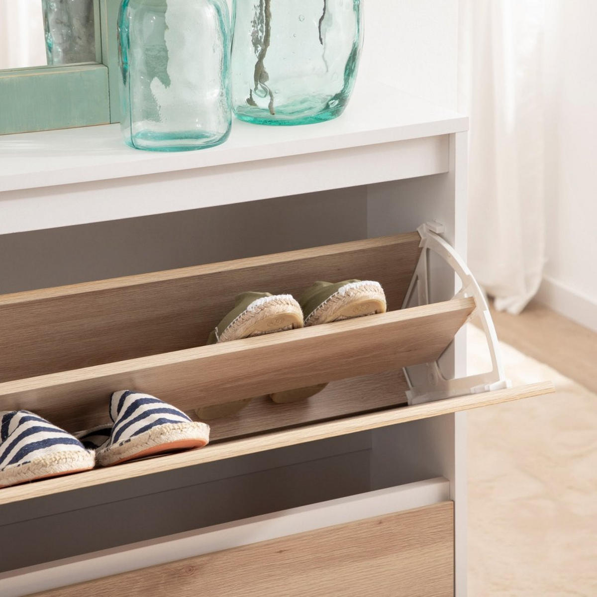 SCHUHSCHRANK DOPPELTES Kemi Zweifarbig 124 cm x 100 cm - Multicolor, Holzwerkstoff (124/100/24cm)