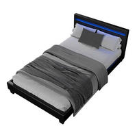 POLSTERBETT Paris mit Matratze und LED schwarz 120x200cm - Schwarz, Textil (120/200cm) - Juskys