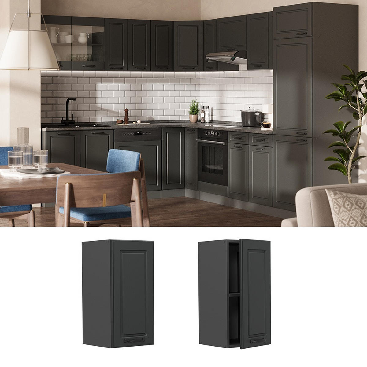 DULAP DE PERETE R-Line Casă de țară antracit 30 cm - antracit, compozit lemnos (30/60/31cm) - Vicco