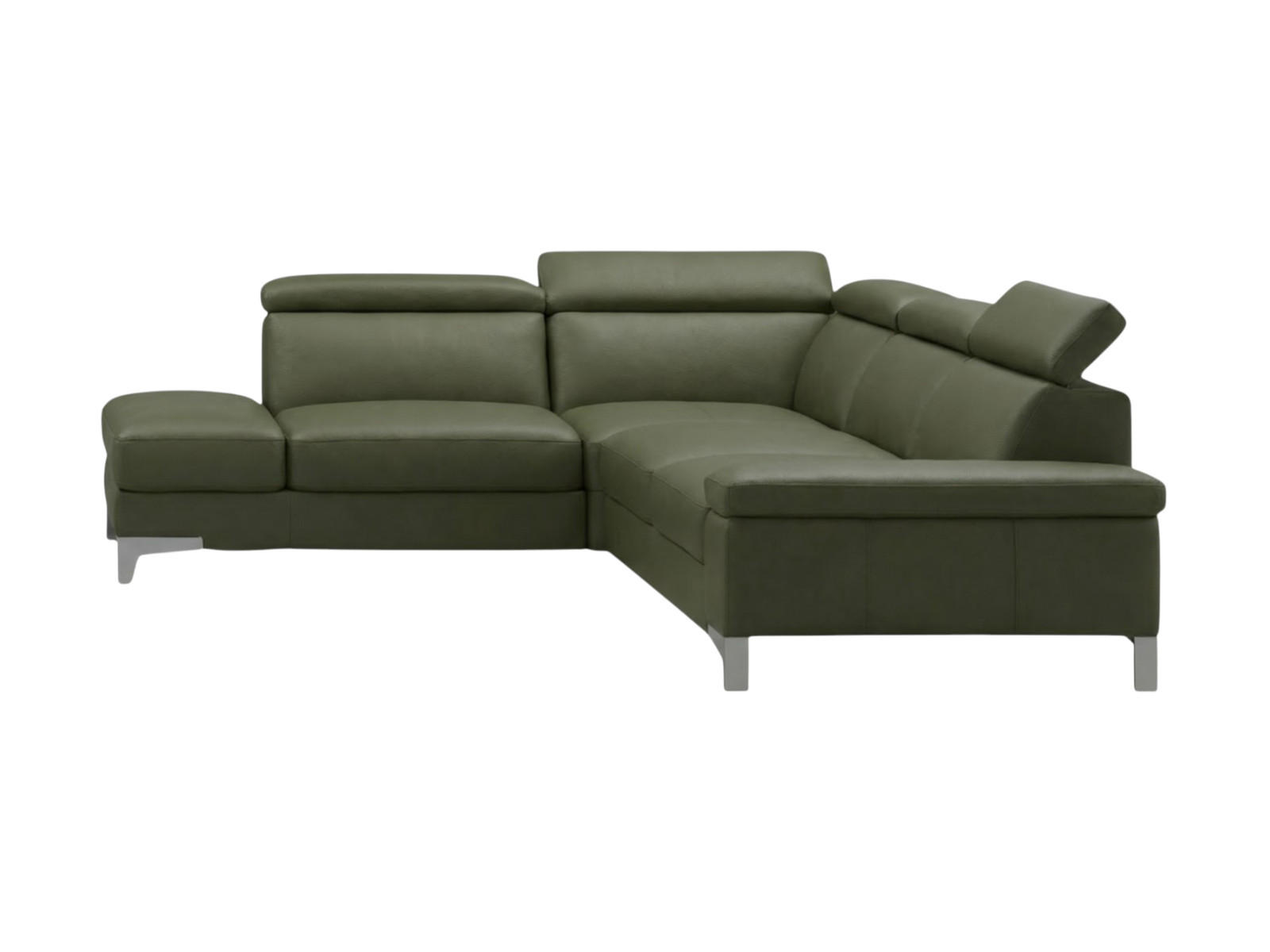 ECKSOFA Talisman Echtleder Olivgrün - Olivgrün, Leder/Metall (224/271cm)