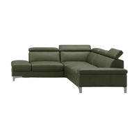 ECKSOFA Talisman Echtleder Olivgrün - Olivgrün, Leder/Metall (224/271cm)