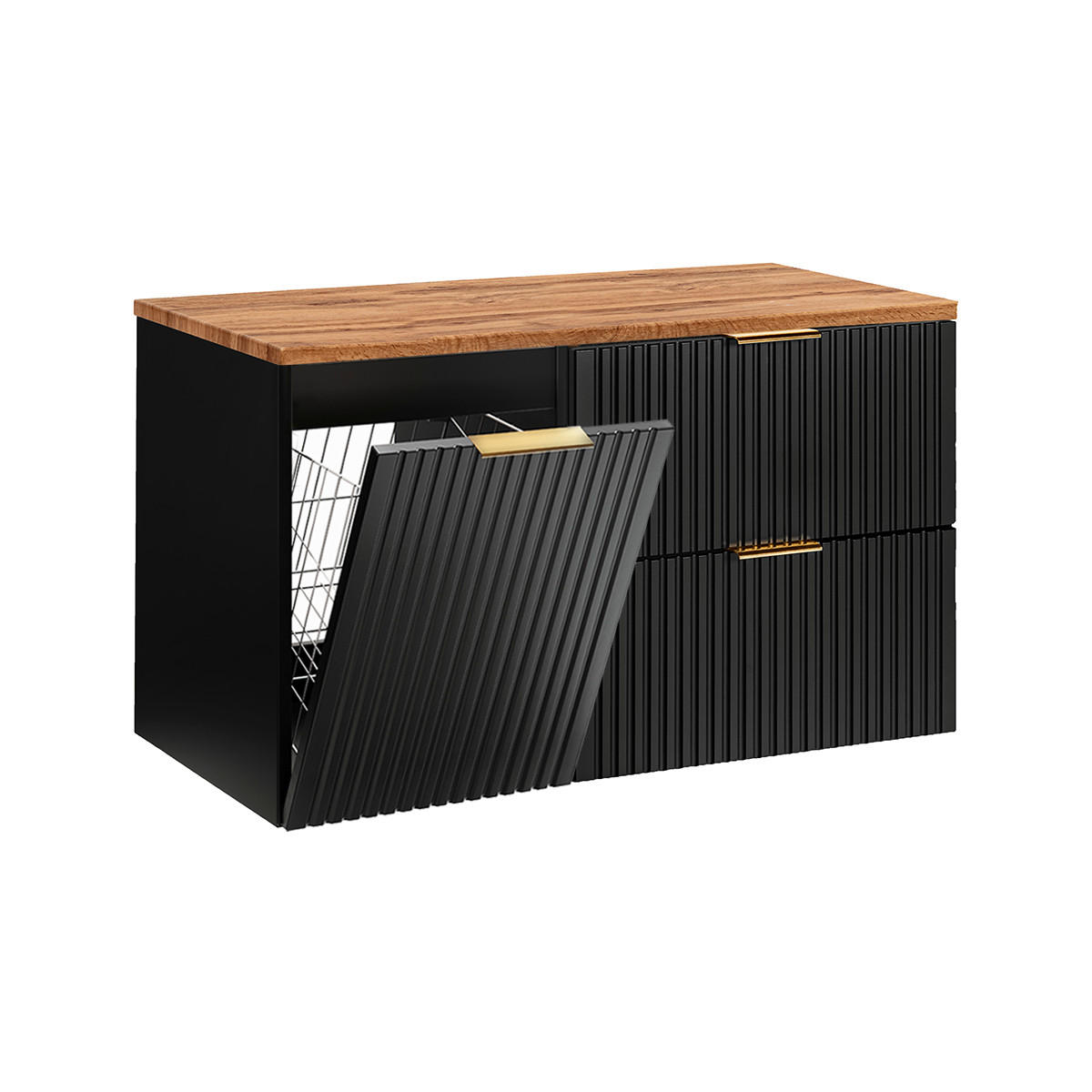 WASCHTISCHUNTERSCHRANK 100.8cm Adriel Schwarz und Holz - Schwarz, Holzwerkstoff (100.8/59/46cm) - Petits-meubles