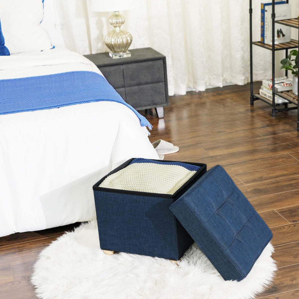 SITZHOCKERINDUSTRIE-DESIGN - Blau, Holzwerkstoff (38/40/38cm) - Hansiro