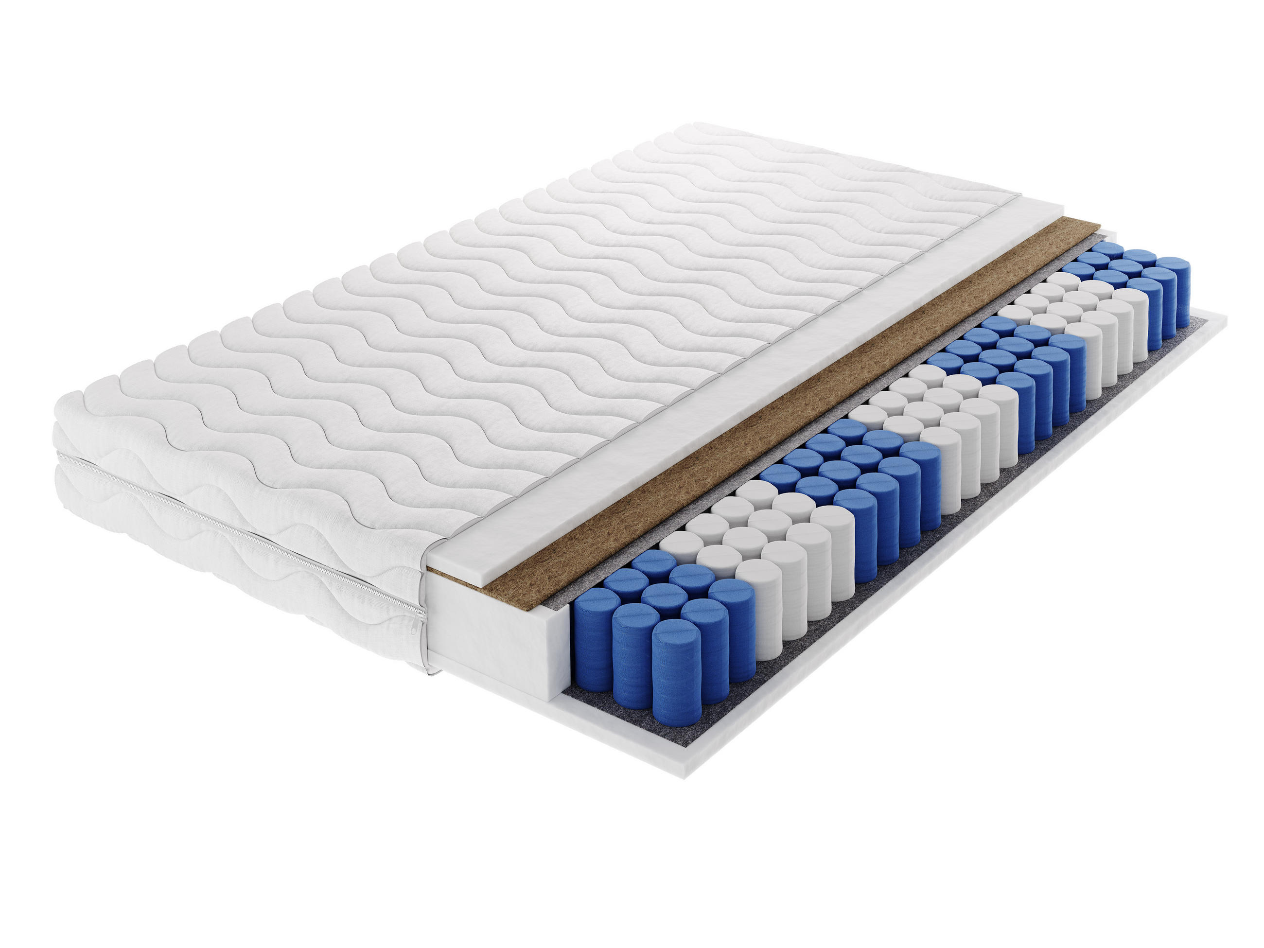 TASCHENFEDERKERNMATRATZE AVENYA 200x200, H3/H4, Höhe ca.: 19 cm - Weiß, Textil (200/200cm) - MASSENO