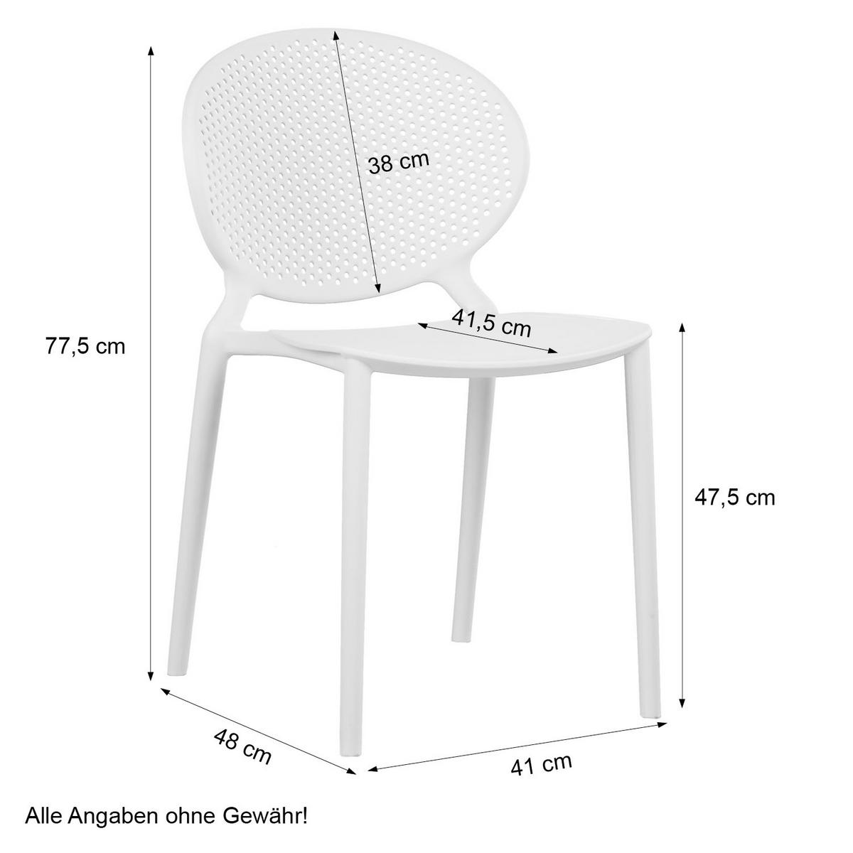 GARTENSTUHL 4er-Set Kunststoff Weiß - Weiß, Kunststoff (41/77/48cm) - Homestyle4u