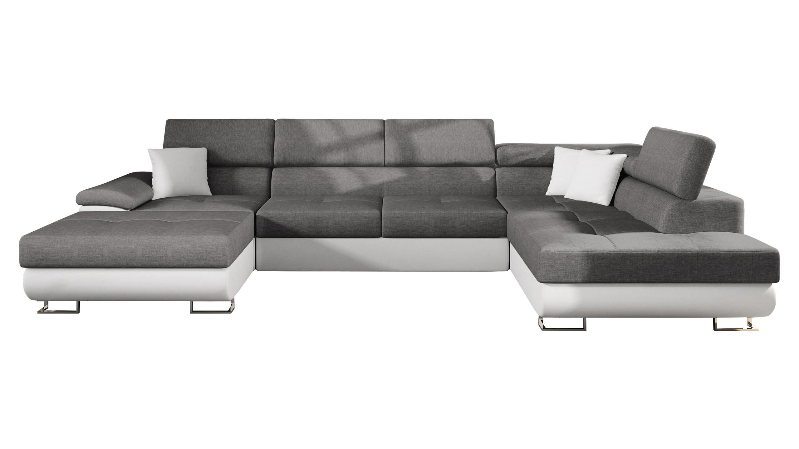 WOHNLANDSCHAFT Cotere Bis, Seite: Rechts - Weiß/Grau, Holz/Textil (345/91/202cm) - MIRJAN24