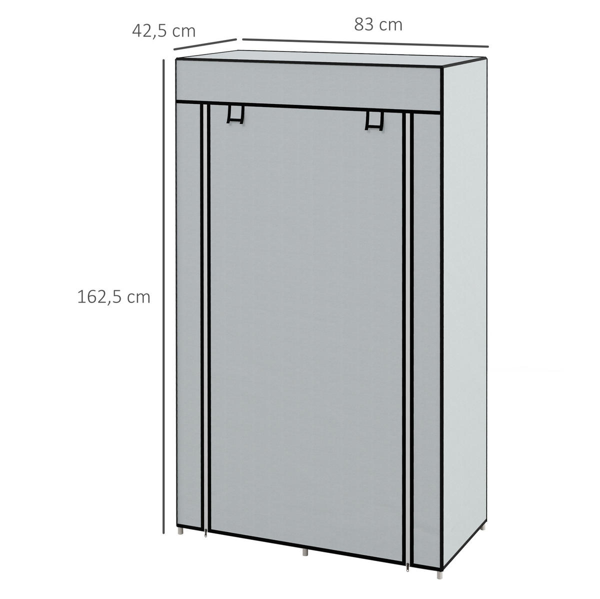 KLEIDERSCHRANK 83/42,5/162,5 cm hellgrau aus Stahl mit Fächern - Hellgrau, Metall (42.5/162.5/83cm) - OKWISH