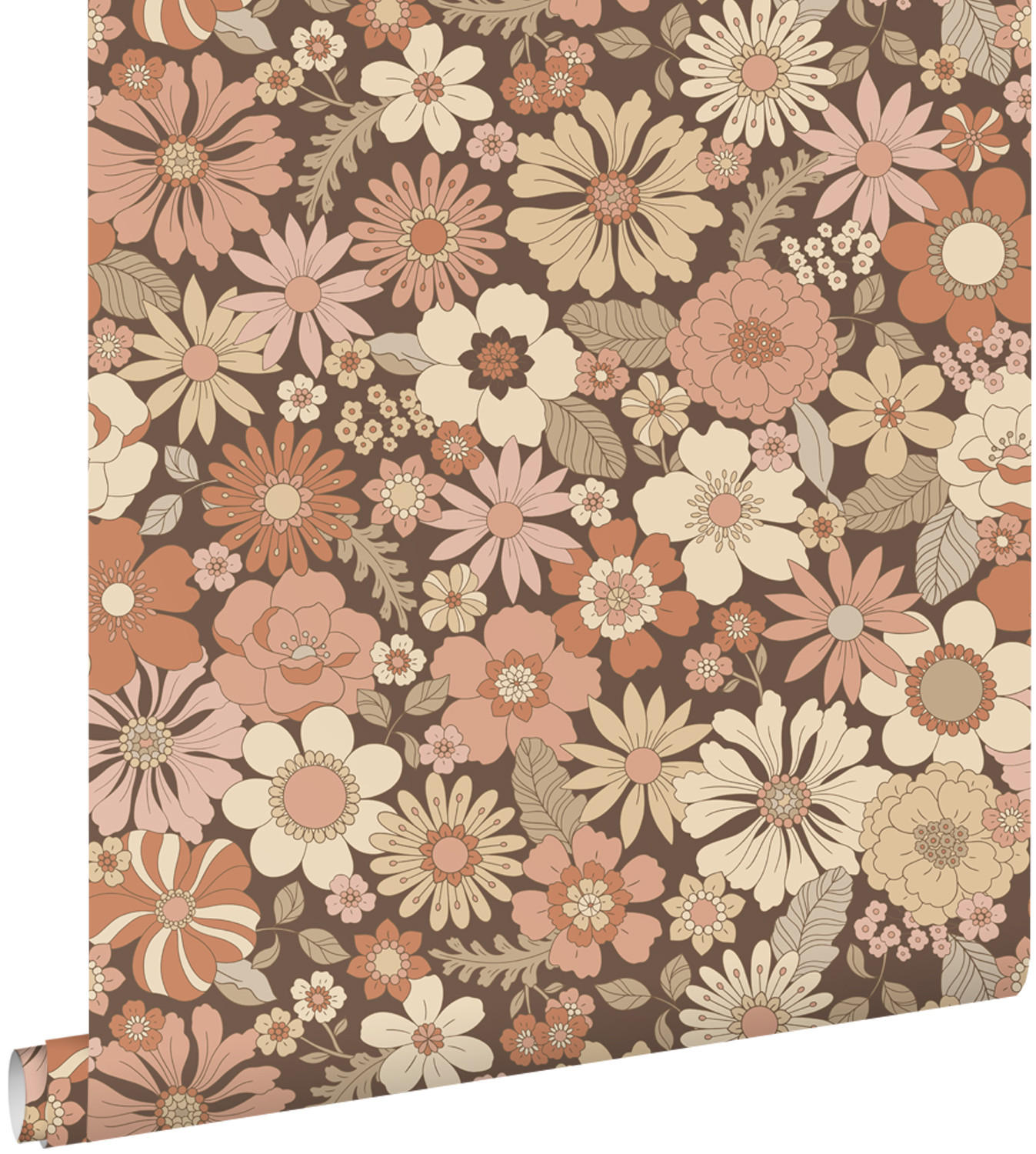 TAPETE Retro Blumen 53 cm x 10.05 m - Pink, Papier (53/1000cm) - ESTAhome