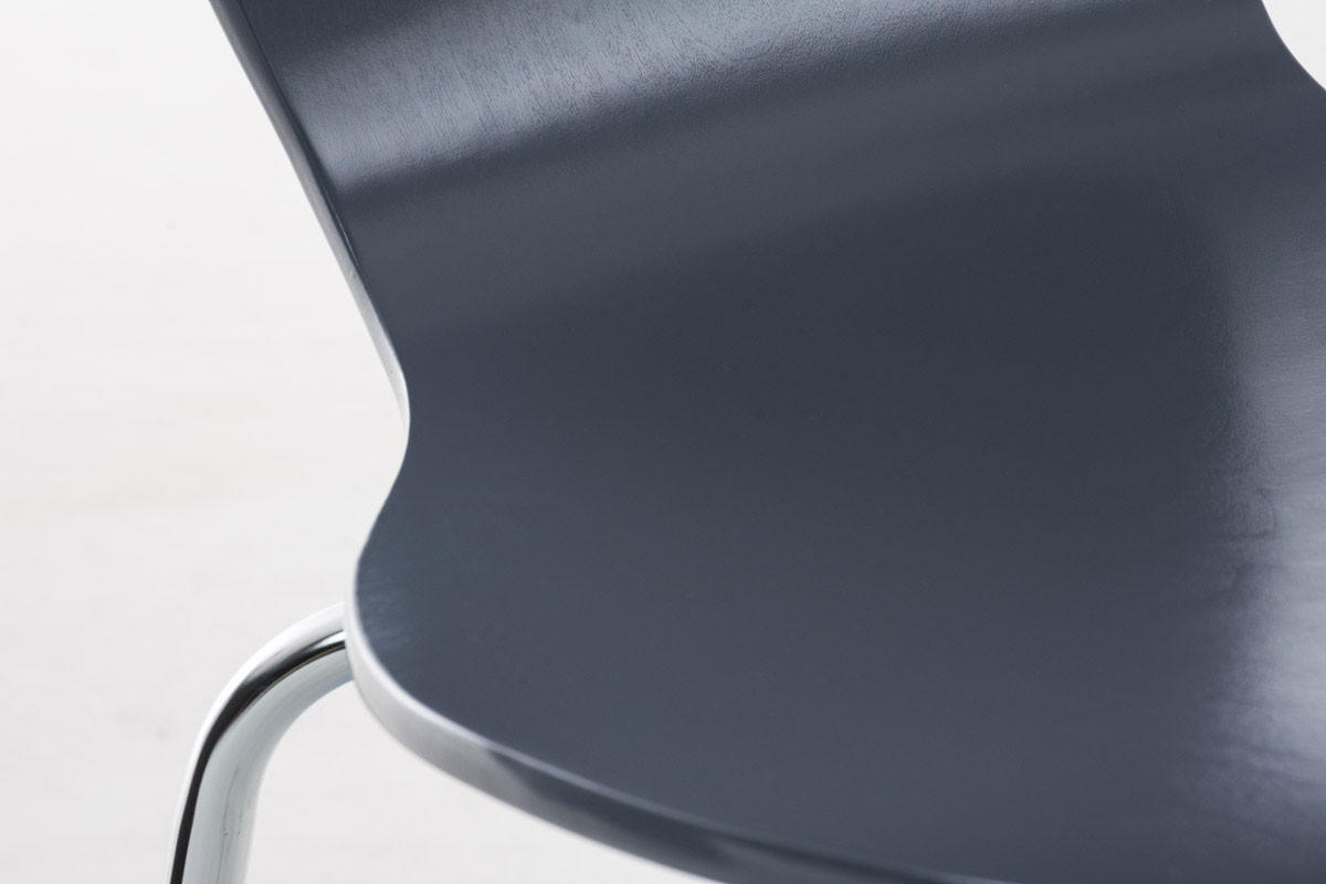 BESUCHERSTUHL Calisso mit Holzsitz und Metallgestell, Farbe: Grau - Chromfarben/Grau, Holz/Metall (42/85/47cm) - TPFLiving