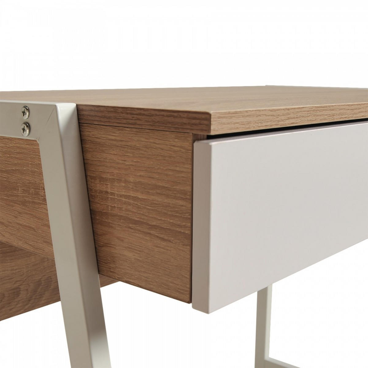 SCHREIBTISCH POLLUX / Gebleichte Eiche Dekor und Weiß - Multicolor/Weiß, Holzwerkstoff/Metall (84/48/76cm) - Weber Industries