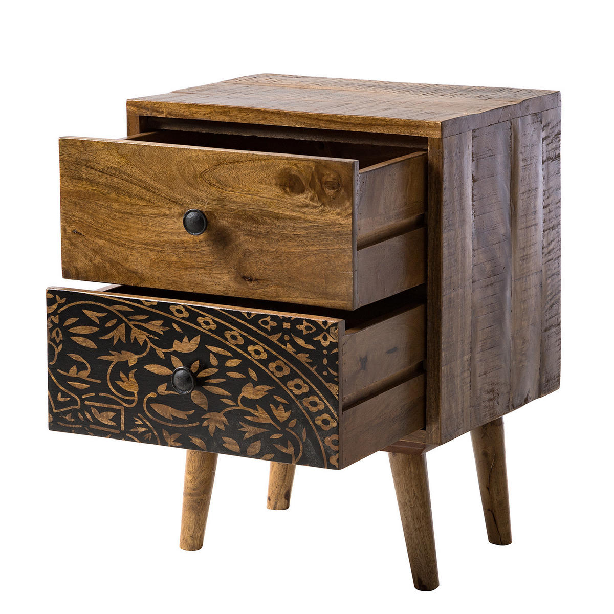 NACHTKOMMODE - Mango massiv - Naturfarben, Holz (45/60/35cm) - home24