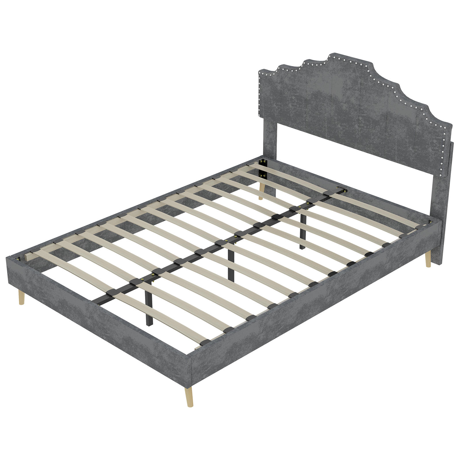 POLSTERBETT 140/200 cm DE-35412 mit weichem Kopfteil Grau - Grau, Metall (140/200cm) - ComfortXL