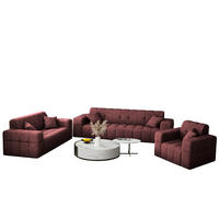 SITZGARNITUR 3+2+1 NIMES Stoff Perfect Harmony Rotwein - Rot, Holz/Textil (245/82/92cm) - Kaiser Möbel