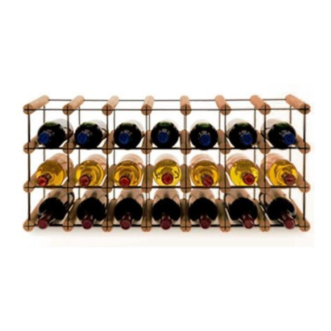 WEINREGAL Vinotega Mod Metal 32,5x72,5x24,5 cm 7x3 Flaschen Massives Kiefernholz Braun Geölt - Braun, Holz (72.5/32.5/24.5cm) - PROREGAL