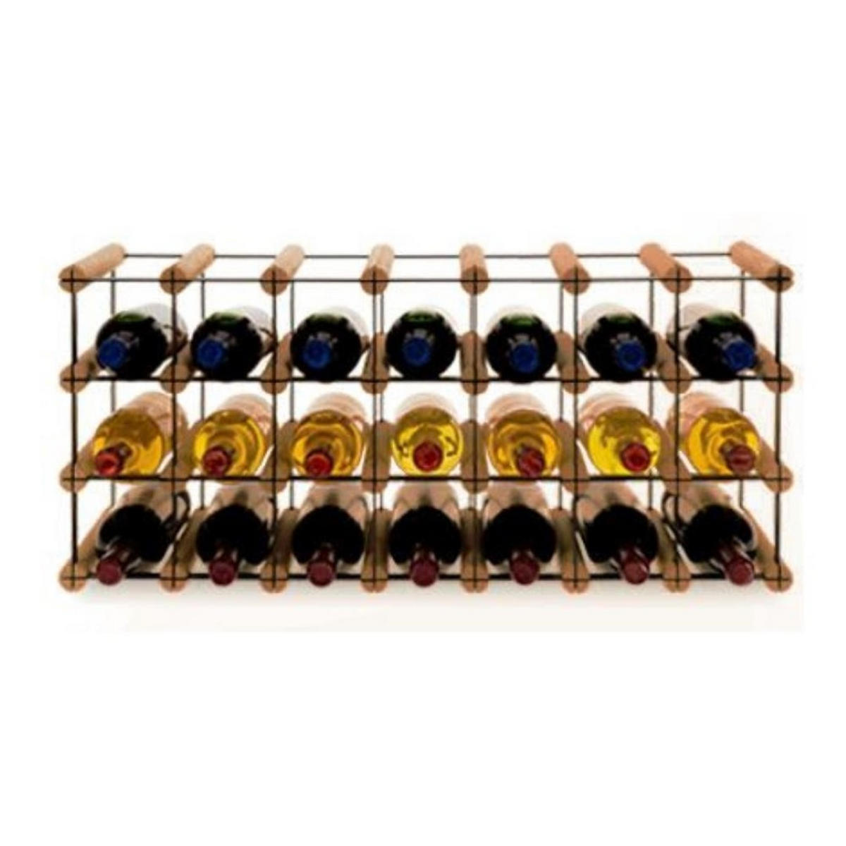 WEINREGAL Vinotega Mod Metal 32,5x72,5x24,5 cm 7x3 Flaschen Massives Kiefernholz Braun Geölt - Braun, Holz (72.5/32.5/24.5cm) - PROREGAL