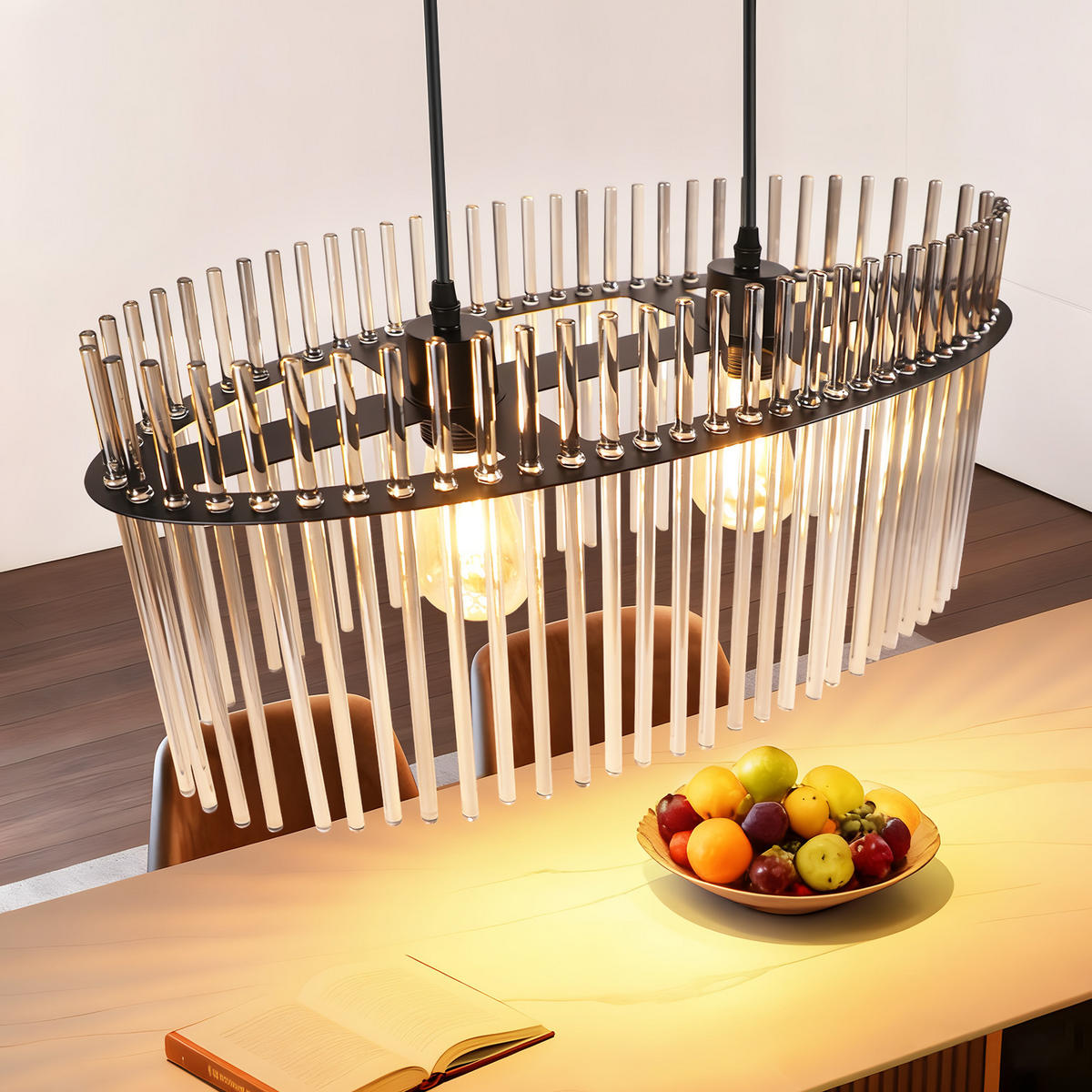 PENDELLEUCHTE Clover 25/60/150 cm - Schwarz, Glas (25/60/150cm) - ZMH