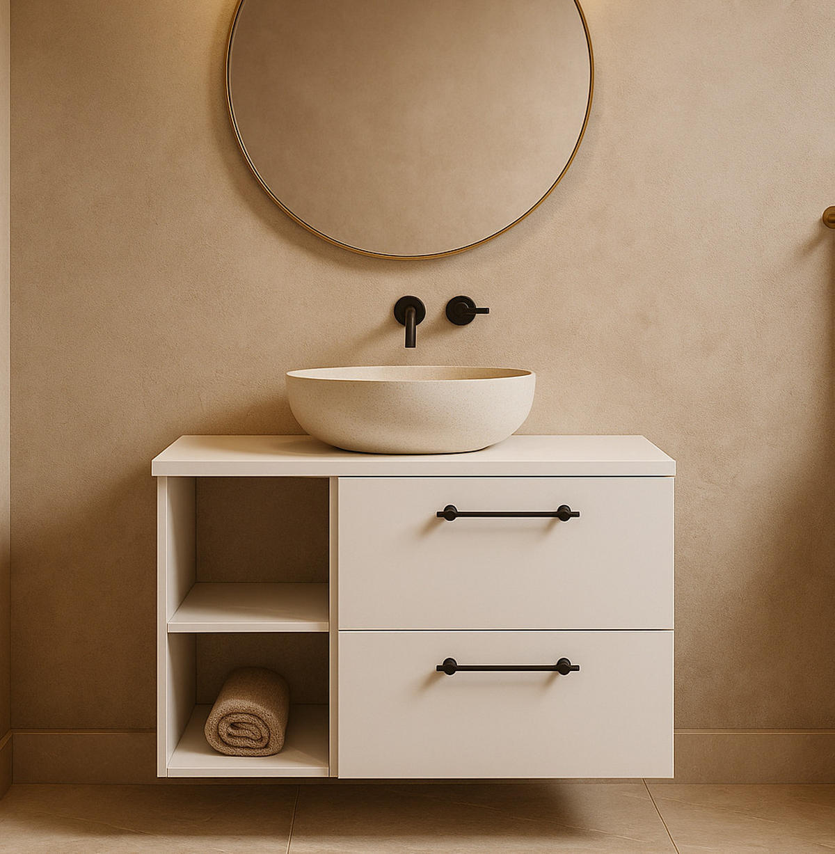 WASCHBECKENUNTERSCHRANK Muro 2 Schubladen Weiß - 90 x 45 x 61 cm - Weiß, Holz (90/61/45cm) - Badplaats