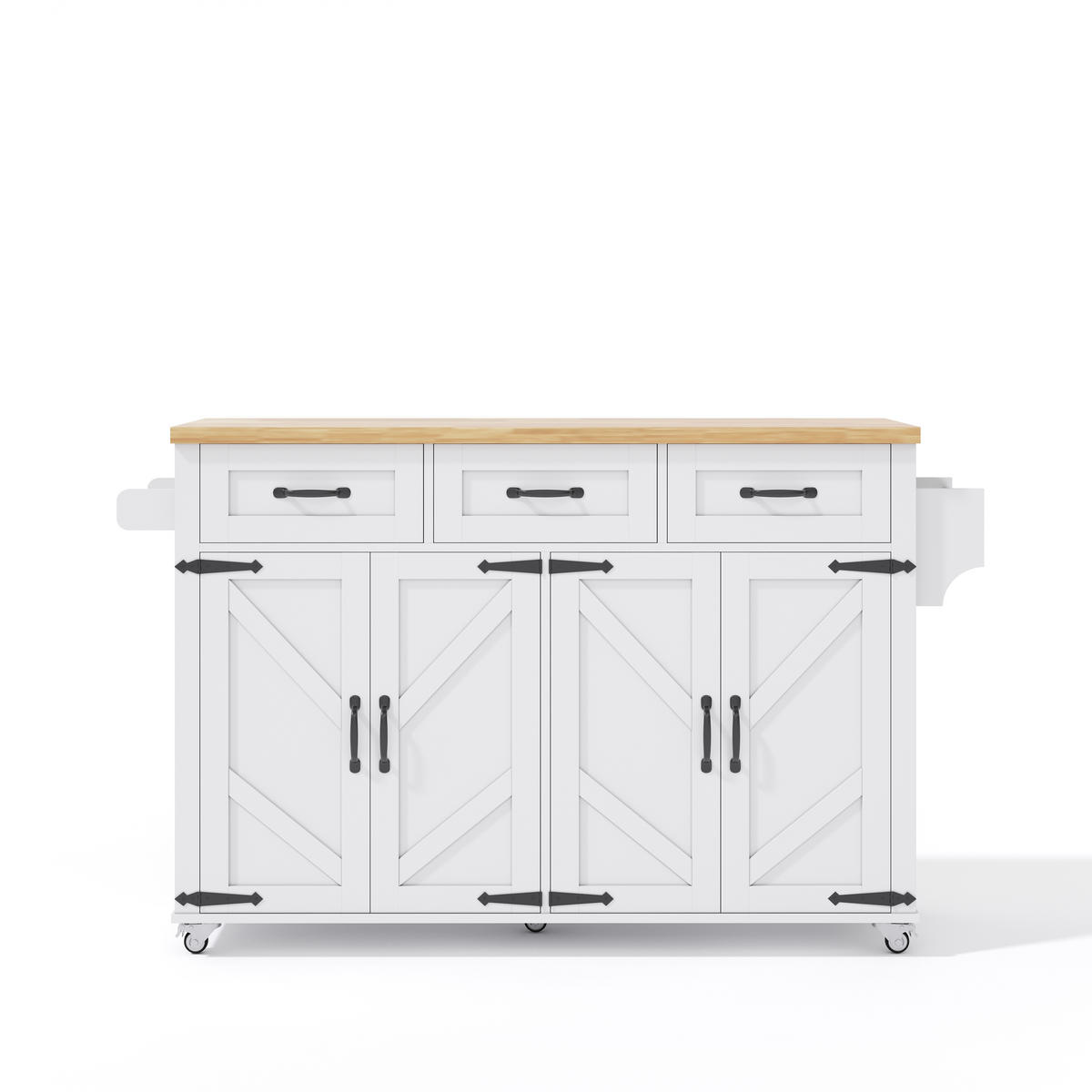 KÜCHENINSEL 140/43/90,5 cm Weiß/Natur aus MDF mit Klappplatte - Weiß, Holzwerkstoff (140/90.5/70cm) - OKWISH