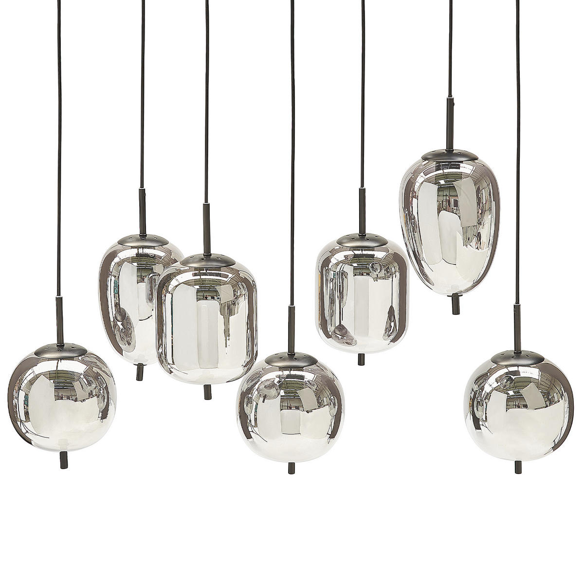 PENDELLEUCHTE Tarlo 90x35x122 cm - Silberfarben, Glas (35/90/122cm) - Beliani