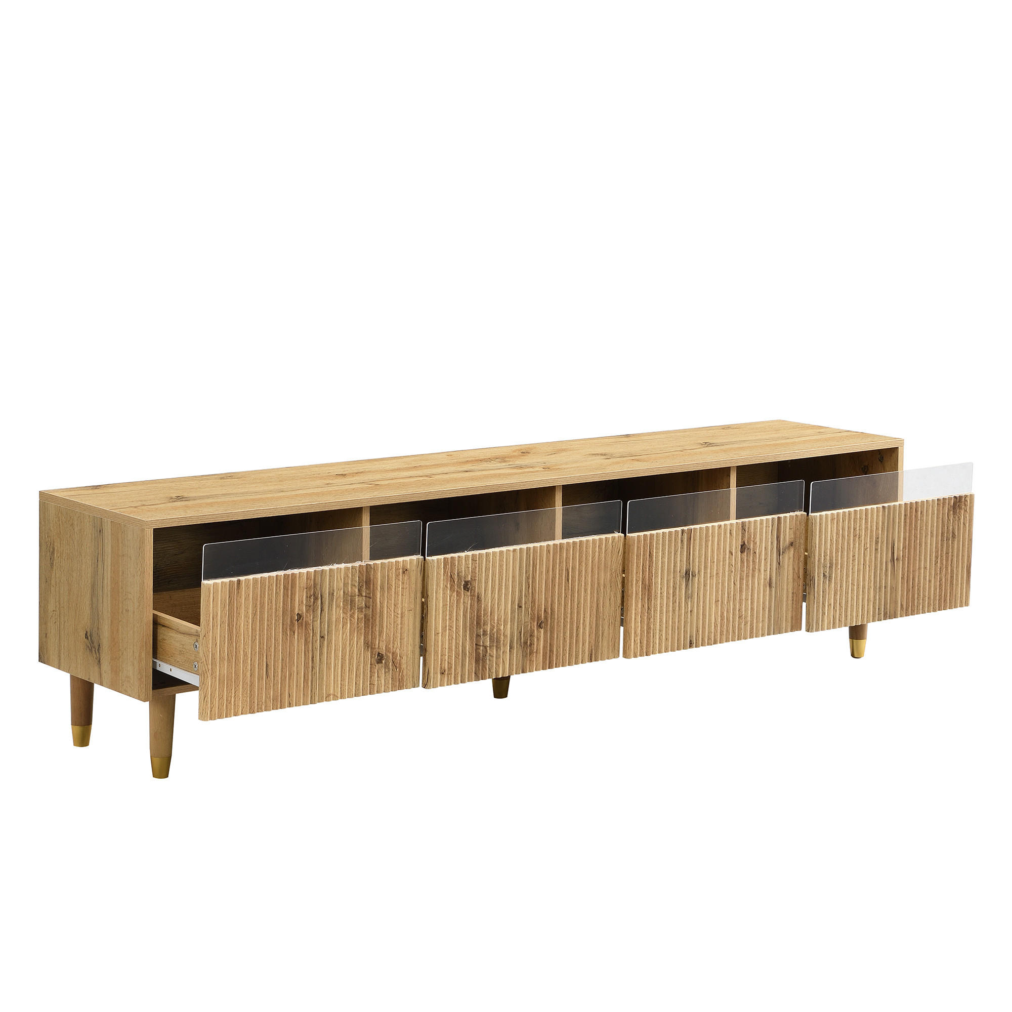 TV Lowboard 178 cm, 4 Schubladen, Holzoptik, Stauraum - Braun, Holz (178/35/45cm)