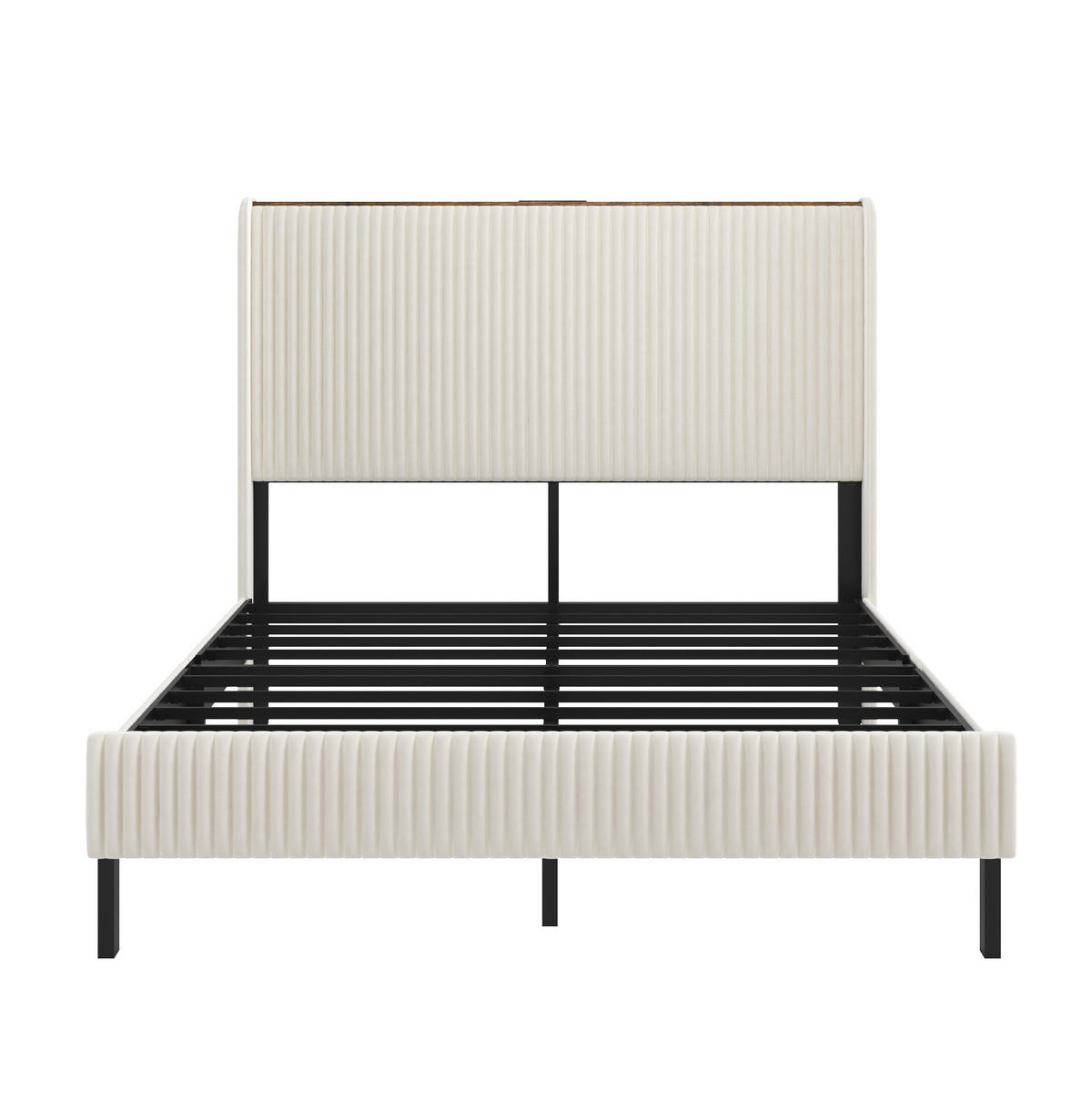 POLSTERBETT 180x200 cm in Beige und Creme mit Cord-Kopfteil und Metalllatten - Beige, Textil (180/200cm) - IVMEU