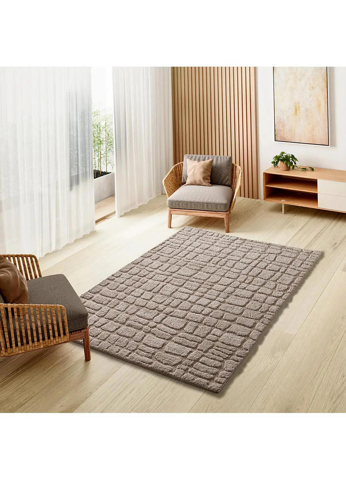 WEBTEPPICH Stein Juno 152/235 cm - Taupe, Naturmaterialien/Textil (152/235cm) - Atticgo