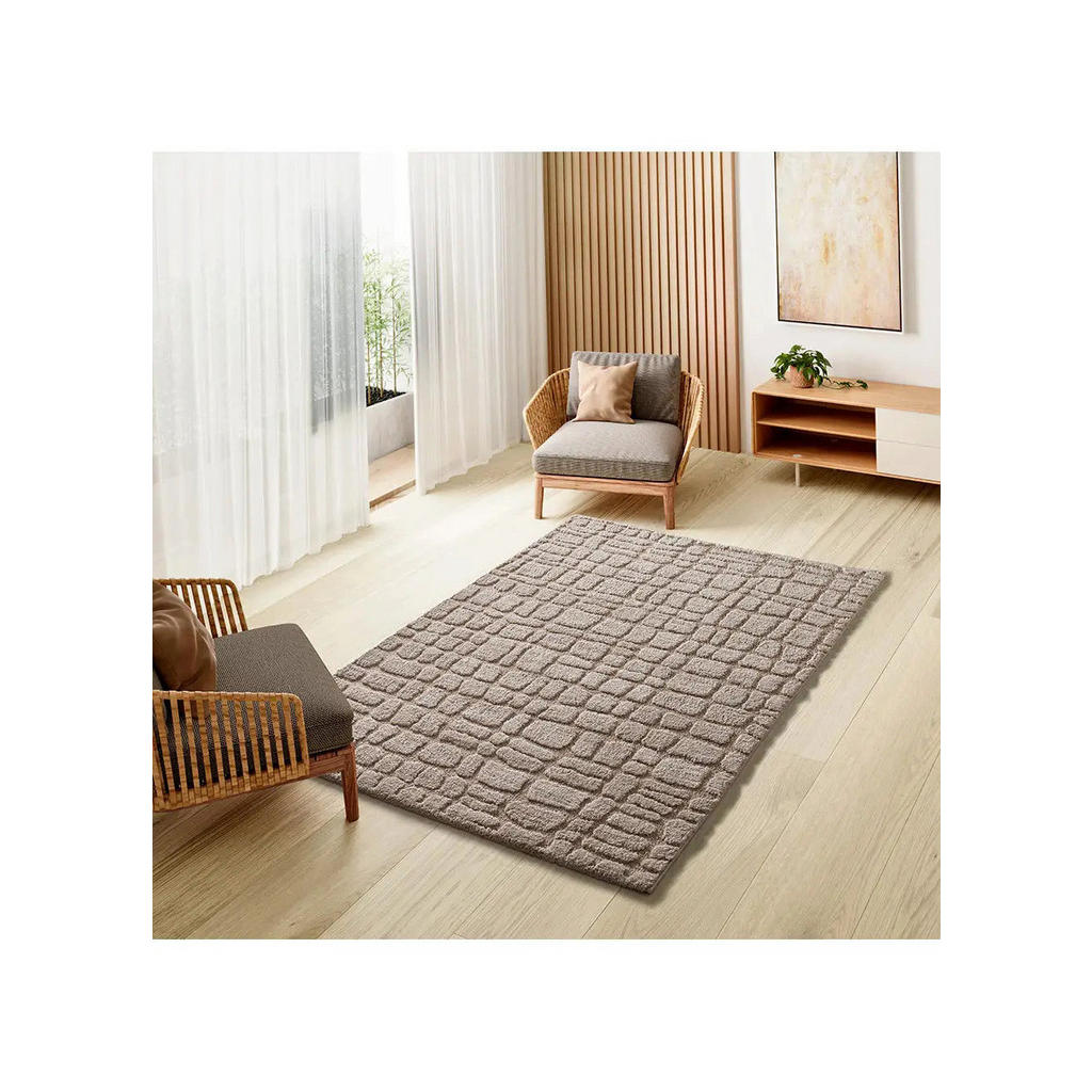 Thumbnail - Atticgo Webteppich, Taupe, Textil, Grafikmuster, Rechteckig, 126x190 cm, Oeko-Tex® Standard 100, für Fußbodenheizung gee...
