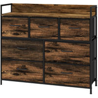 KOMMODE 98/29/85 cm aus Polyester, Stahl & MDF mit 7 Stoffschubladen Braun - Braun, Holzwerkstoff (98/85/29cm) - Modenvie