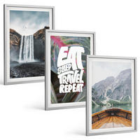 BILDER SET 3er Set - 40x60 cm Silberner Rahmen - Wasserfall Berge Natur Boot - Silberfarben, Kunststoff (40/60cm) - TULUP