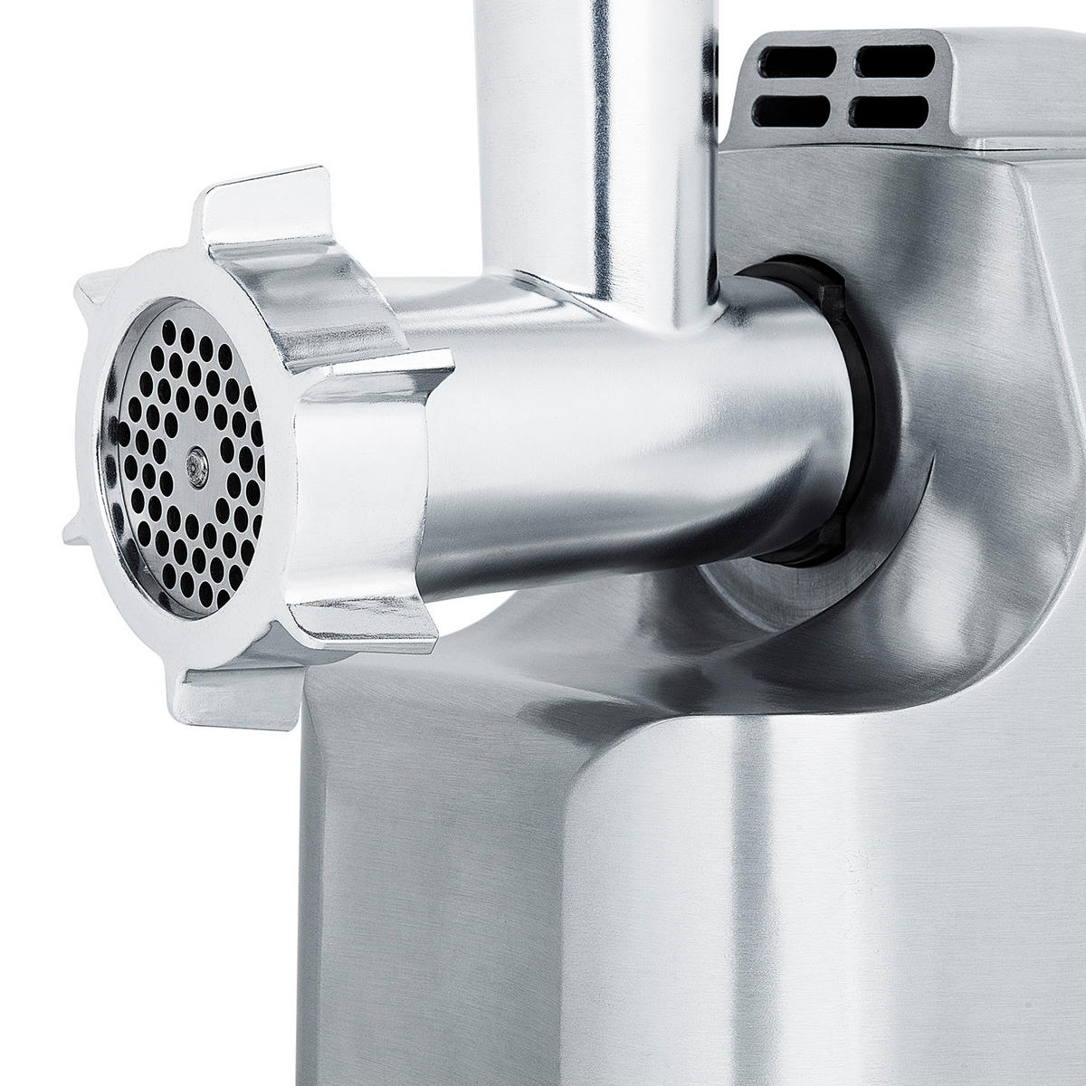 FLEISCHWOLF WMG800 Silber, bis zu 2kg/min, Edelstahlschneideblatt, 3 Hackgittergrößen, 2 Geschwindigkeiten - Silberfarben, Metall (22/36/29cm) - HKoenig