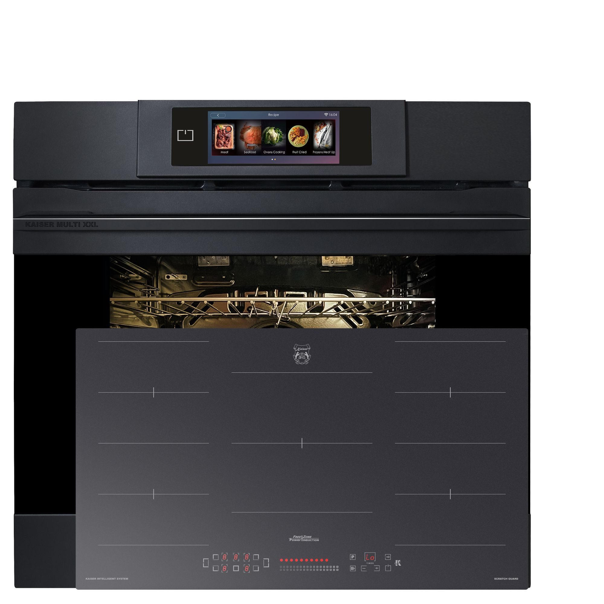 MULTIFUNKTIONS-ELEKTRO-BACKOFEN EH 6347 + KCT 9110 FI Induktionskochfeld 90 cm - Schwarz, Metall (59.4/59.4/57.5cm) - Kaiser Küchengeräte