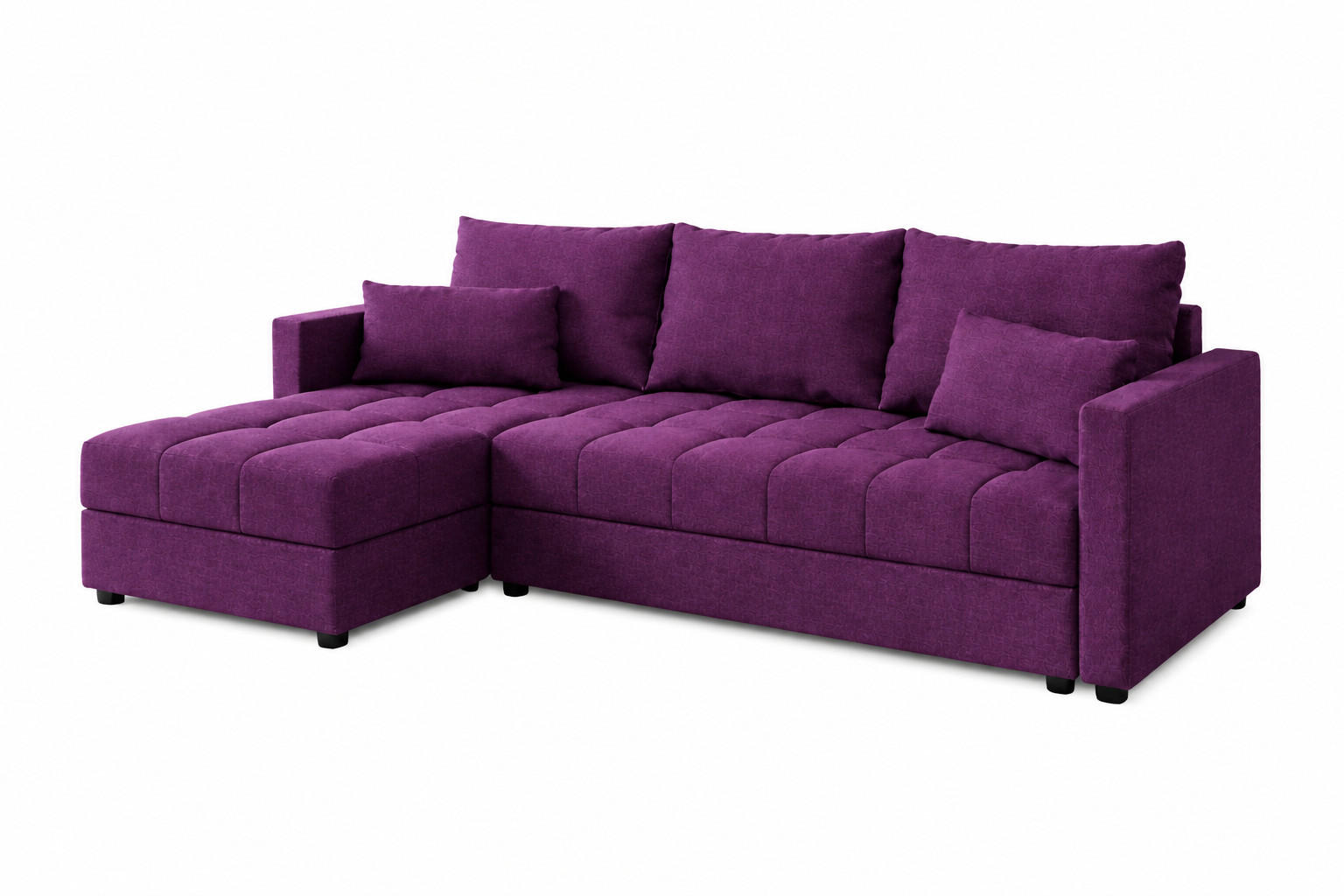 WOHNLANDSCHAFT AURELIA– Ecksofa in L-Form mit Schlaffunktion Bettkasten & Kissen Stoff KRONOS 226 cm Violett - Violett, Kunststoff (226/140cm) - Wohnideebilder