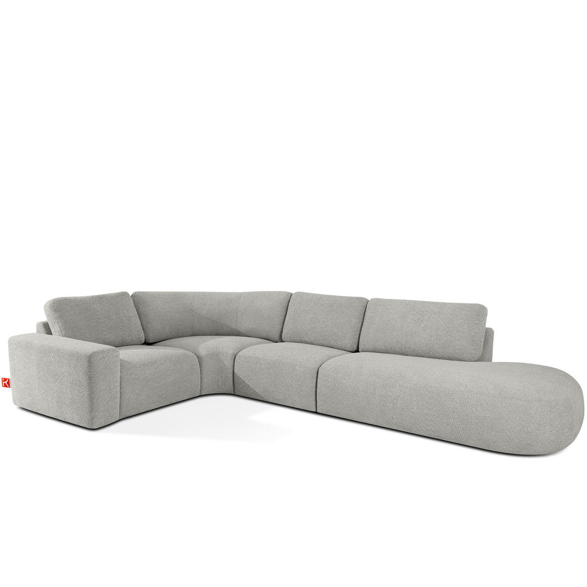 ECKSOFA RECHTS ZUCCO, Hellaschgrau - Hellgrau, Holz/Holzwerkstoff (224/373cm) - KONSIMO®
