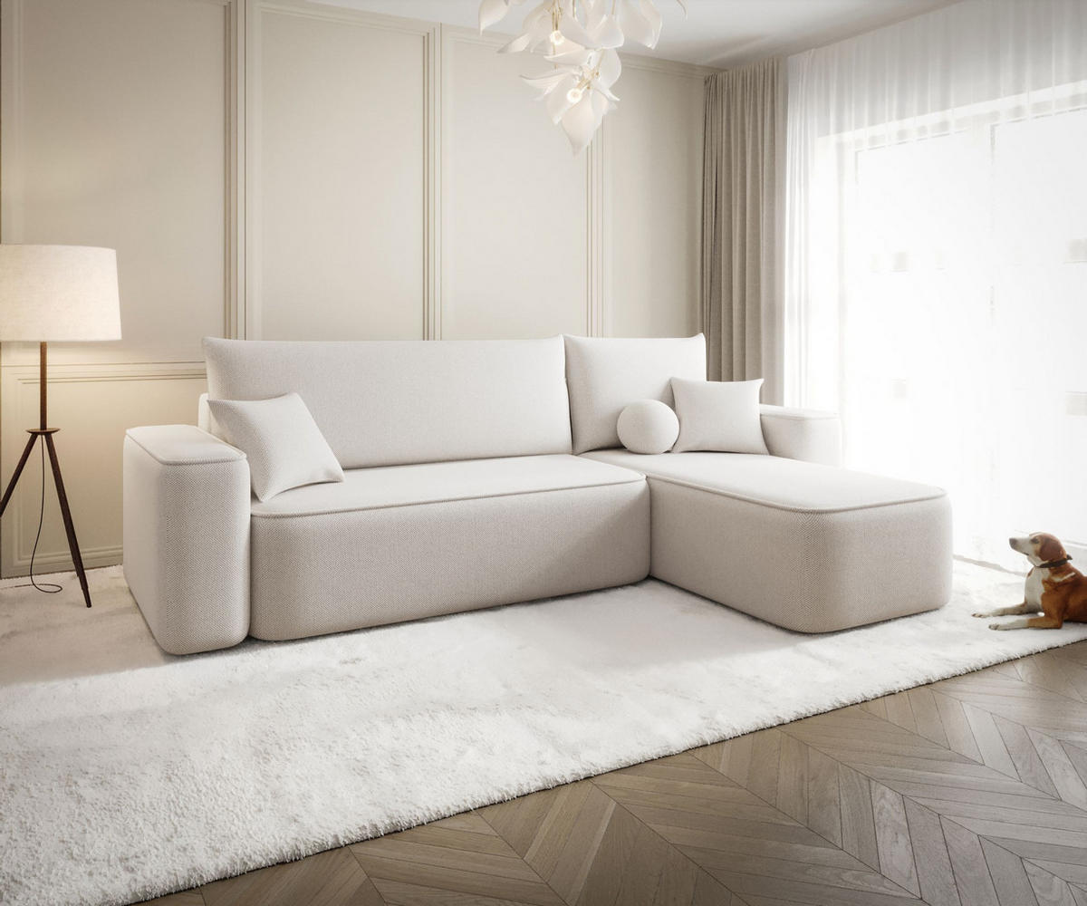 ECKSOFA mit Schlaffunktion SENNO Curio 02 Rechts - Creme, Textil (250/150cm) - Bedante
