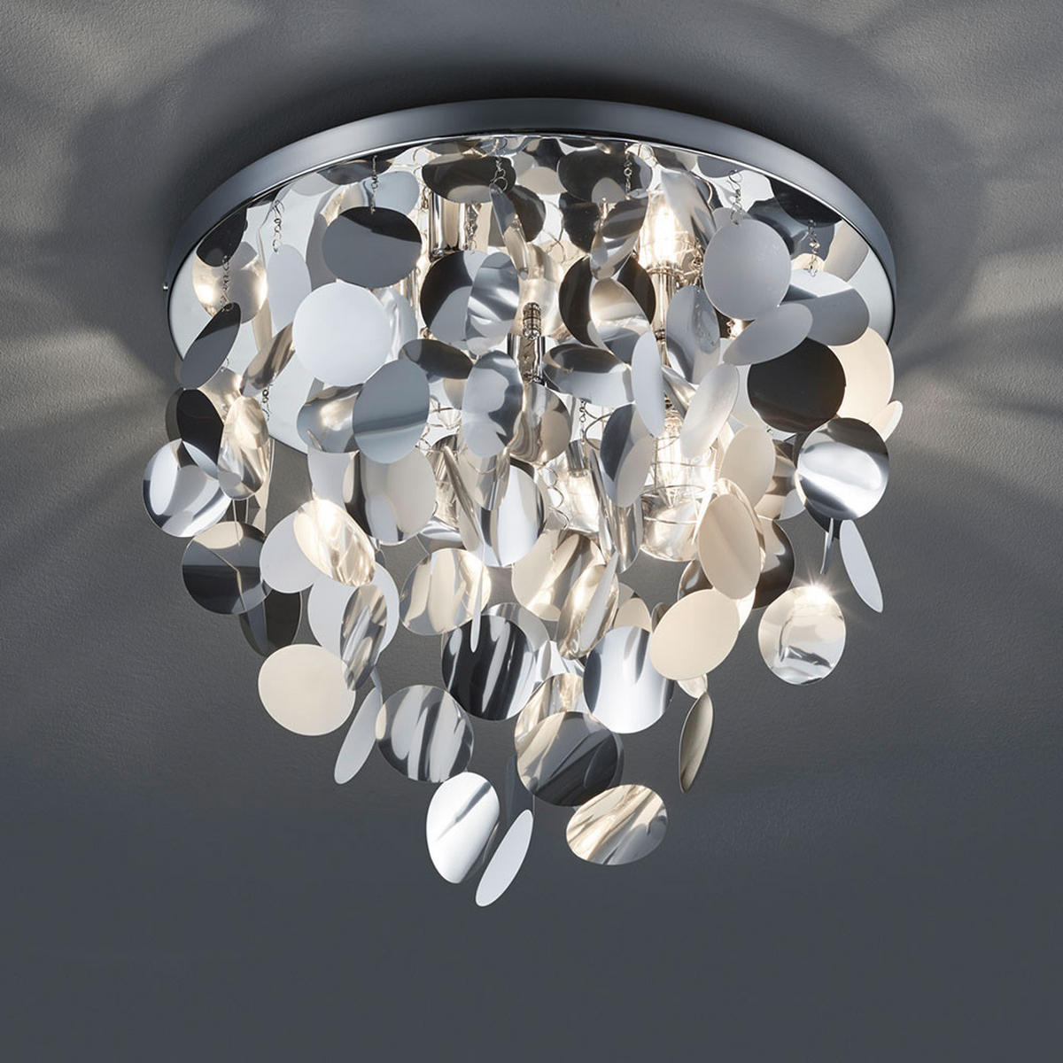 DECKENLEUCHTE LUCCA Chrom Silber - Silberfarben, Metall (55/55/40cm)