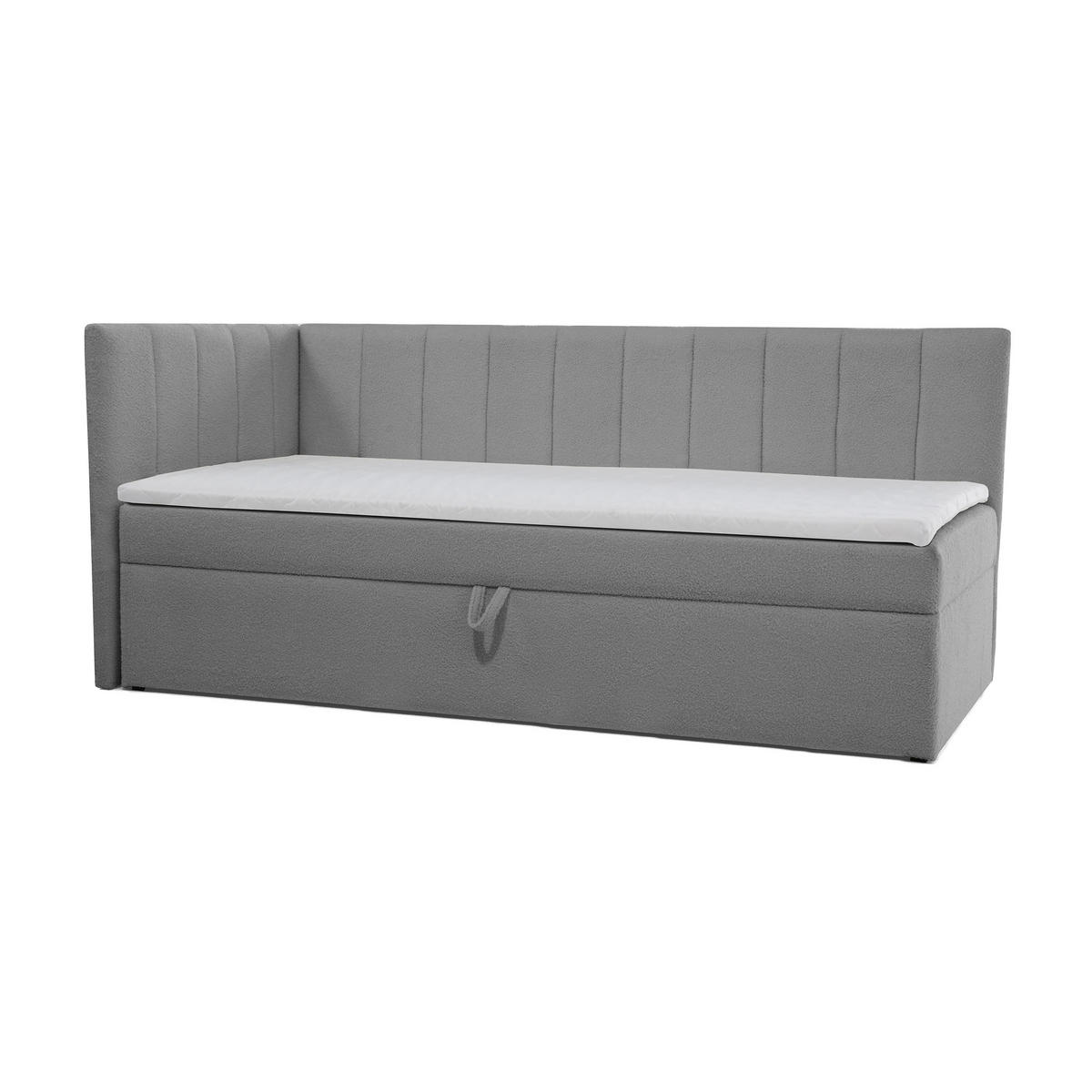 SCHLAFSOFA Rafi, Eckbett mit Bettkasten, 90x200 cm, Grau - Grau, Textil (209/94/102cm) - Beautysofa
