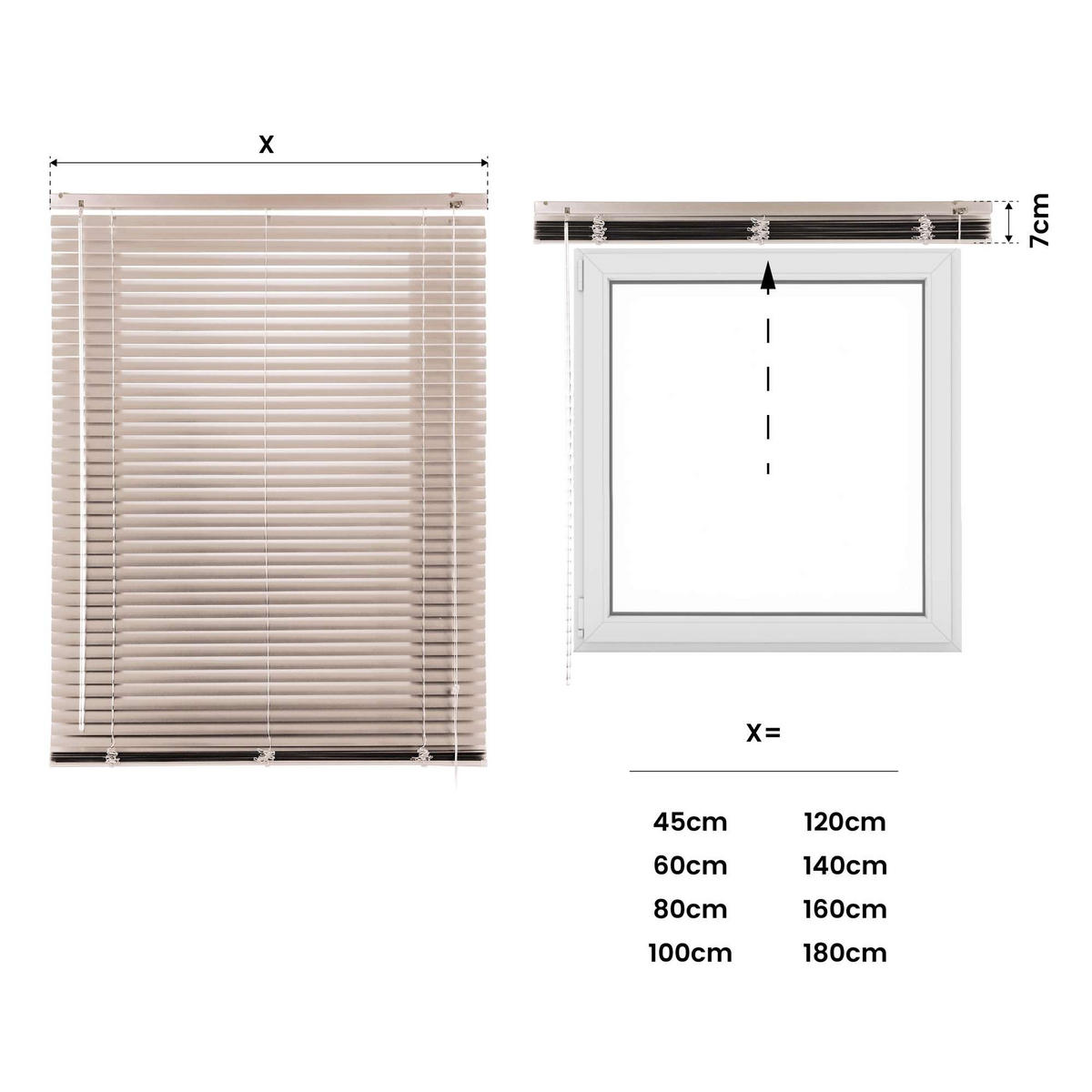 JALOUSIE venetianische mit Grau Zugschnu 125x250 - Hellgrau, Metall (135/250cm) - STORESDECO