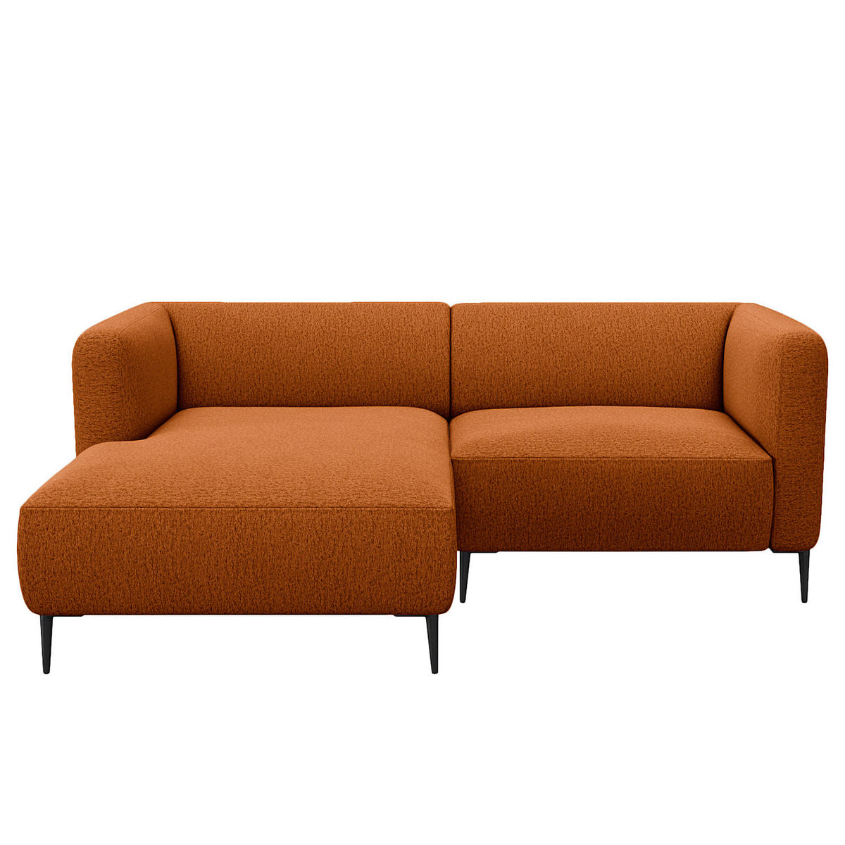 1,5-SITZER ECKSOFA mit Longchair - Rostfarben/Schwarz, Textil/Metall (211/148cm) - home24