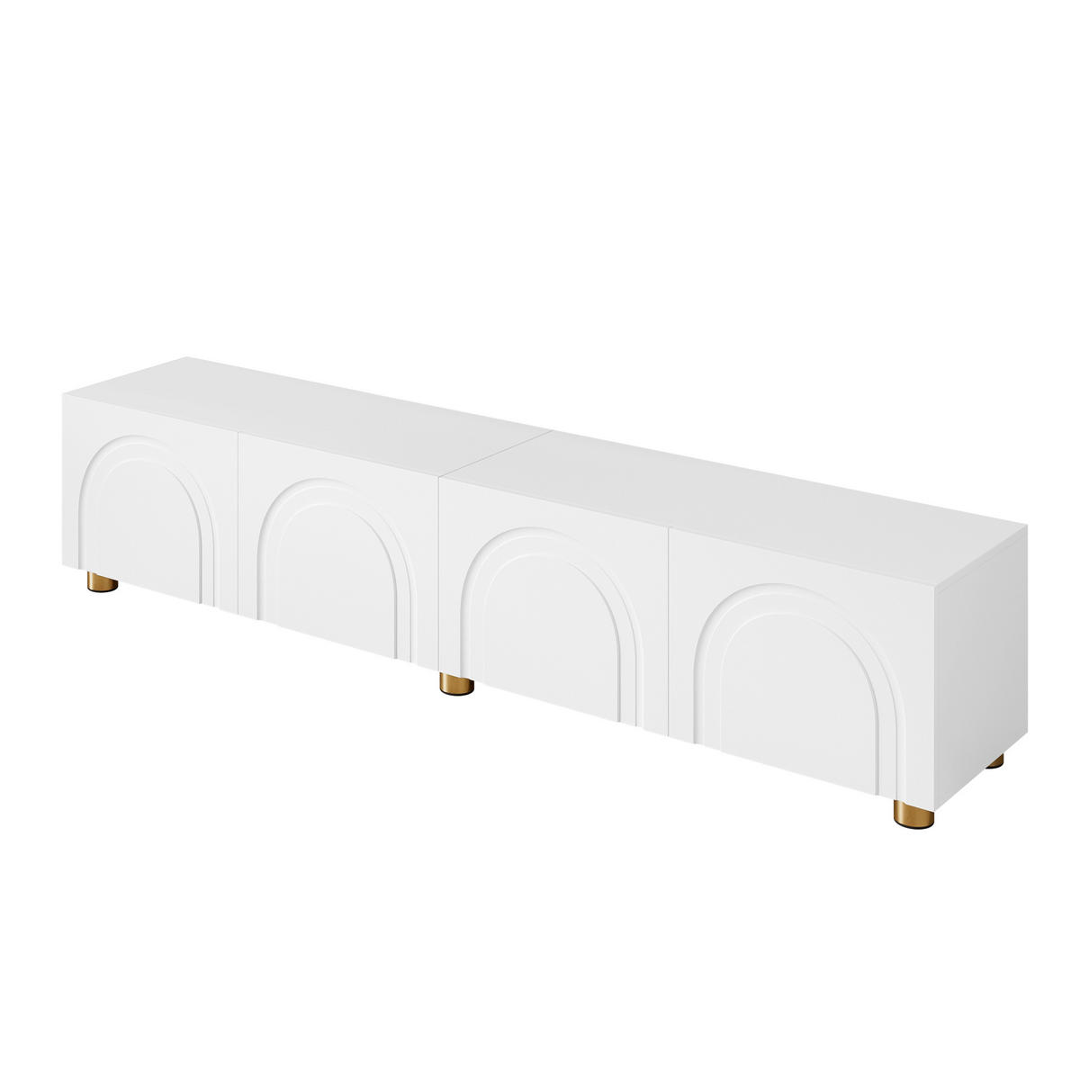LOWBOARD in Weiß TV-Schrank mit Metallfüße, 180 L/35 B/40H(cm), für Wohnzimmer - Weiß, Holzwerkstoff/Metall (180/40/35cm) - STILVORA